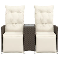 Thumbnail for Gartensofa 2-Sitzer Verstellbar mit Tisch Braun Poly Rattan