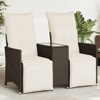 Thumbnail for Gartensofa 2-Sitzer Verstellbar mit Tisch Braun Poly Rattan