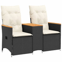 Thumbnail for Gartensofa 2-Sitzer Verstellbar mit Tisch Schwarz Poly Rattan