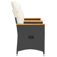 Thumbnail for Gartensofa 2-Sitzer Verstellbar mit Tisch Schwarz Poly Rattan