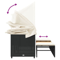 Thumbnail for Outdoor-Sofa 3-Sitzer mit Dach und Hockern Schwarz Poly-Rattan