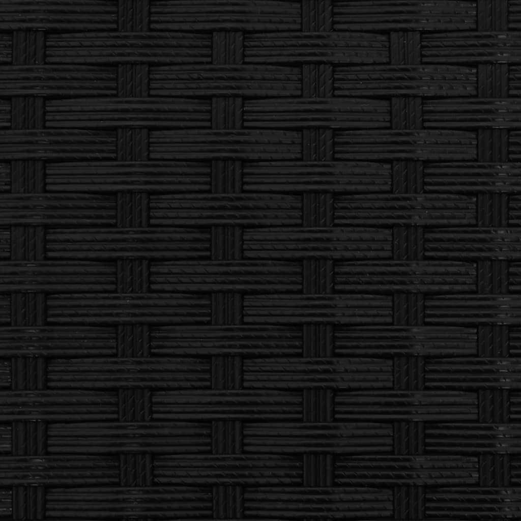 Outdoor-Sofa 3-Sitzer mit Dach und Hockern Schwarz Poly-Rattan