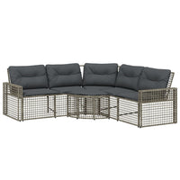 Thumbnail for Gartensofa in L-Form mit Kissen und Fußbank Grau Poly Rattan