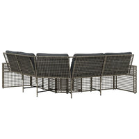 Thumbnail for Gartensofa in L-Form mit Kissen und Fußbank Grau Poly Rattan