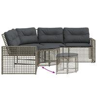 Thumbnail for Gartensofa in L-Form mit Kissen und Fußbank Grau Poly Rattan