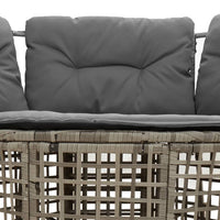 Thumbnail for Gartensofa in L-Form mit Kissen und Fußbank Grau Poly Rattan