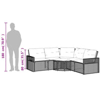 Thumbnail for Gartensofa in L-Form mit Kissen und Fußbank Grau Poly Rattan