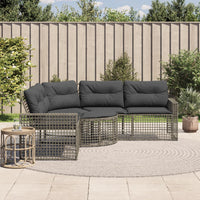 Thumbnail for Gartensofa in L-Form mit Kissen und Fußbank Grau Poly Rattan
