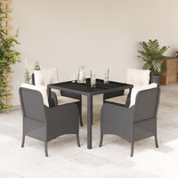 Thumbnail for 5-tlg. Garten-Essgruppe mit Kissen Schwarz Poly Rattan