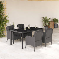 Thumbnail for 5-tlg. Garten-Essgruppe mit Kissen Schwarz Poly Rattan