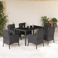 Thumbnail for 7-tlg. Garten-Essgruppe mit Kissen Schwarz Poly Rattan