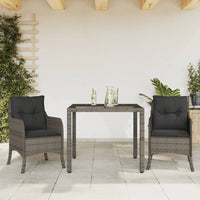 Thumbnail for 3-tlg. Garten-Essgruppe mit Kissen Grau Poly Rattan