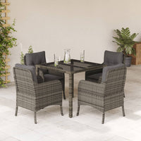 Thumbnail for 5-tlg. Garten-Essgruppe mit Kissen Grau Poly Rattan