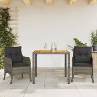 Thumbnail for 3-tlg. Garten-Essgruppe mit Kissen Grau Poly Rattan