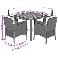 Thumbnail for 5-tlg. Garten-Essgruppe mit Kissen Grau Poly Rattan
