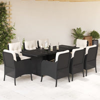 Thumbnail for 9-tlg. Garten-Essgruppe mit Kissen Schwarz Poly Rattan