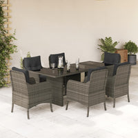 Thumbnail for 7-tlg. Garten-Essgruppe mit Kissen Grau Poly Rattan
