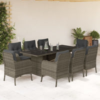Thumbnail for 9-tlg. Garten-Essgruppe mit Kissen Grau Poly Rattan