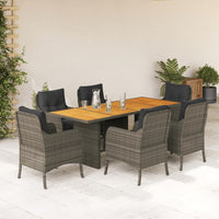 Thumbnail for 7-tlg. Garten-Essgruppe mit Kissen Grau Poly Rattan