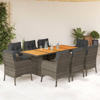 Thumbnail for 9-tlg. Garten-Essgruppe mit Kissen Grau Poly Rattan