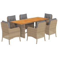 Thumbnail for 7-tlg. Garten-Essgruppe mit Kissen Beige Poly Rattan