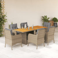 Thumbnail for 7-tlg. Garten-Essgruppe mit Kissen Beige Poly Rattan