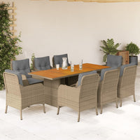 Thumbnail for 9-tlg. Garten-Essgruppe mit Kissen Beige Poly Rattan