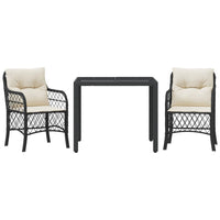 Thumbnail for 3-tlg. Bistro-Set mit Kissen Schwarz Poly Rattan