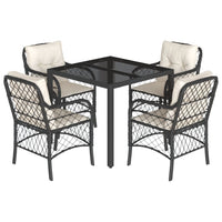 Thumbnail for 5-tlg. Garten-Essgruppe mit Kissen Schwarz Poly Rattan