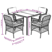 Thumbnail for 5-tlg. Garten-Essgruppe mit Kissen Schwarz Poly Rattan