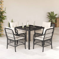 Thumbnail for 5-tlg. Garten-Essgruppe mit Kissen Schwarz Poly Rattan