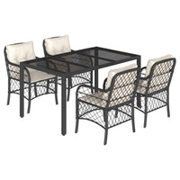 Thumbnail for 5-tlg. Garten-Essgruppe mit Kissen Schwarz Poly Rattan