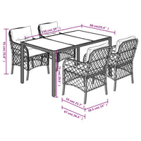Thumbnail for 5-tlg. Garten-Essgruppe mit Kissen Schwarz Poly Rattan