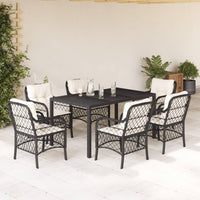 Thumbnail for 7-tlg. Garten-Essgruppe mit Kissen Schwarz Poly Rattan