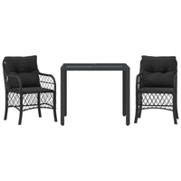 Thumbnail for 3-tlg. Bistro-Set mit Kissen Schwarz Poly Rattan