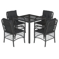Thumbnail for 5-tlg. Garten-Essgruppe mit Kissen Schwarz Poly Rattan