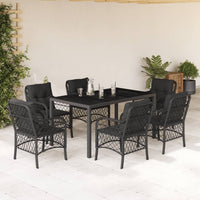 Thumbnail for 7-tlg. Garten-Essgruppe mit Kissen Schwarz Poly Rattan