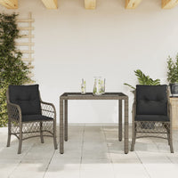 Thumbnail for 3-tlg. Bistro-Set mit Kissen Grau Poly Rattan