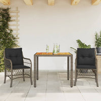Thumbnail for 3-tlg. Bistro-Set mit Kissen Grau Poly Rattan