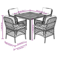 Thumbnail for 5-tlg. Garten-Essgruppe mit Kissen Grau Poly Rattan