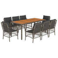 Thumbnail for 9-tlg. Garten-Essgruppe mit Kissen Grau Poly Rattan