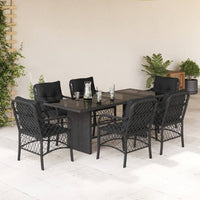 Thumbnail for 7-tlg. Garten-Essgruppe mit Kissen Schwarz Poly Rattan