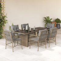 Thumbnail for 7-tlg. Garten-Essgruppe mit Kissen Beigemischung Poly Rattan
