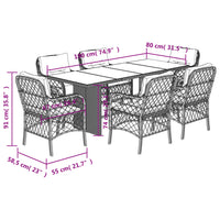 Thumbnail for 7-tlg. Garten-Essgruppe mit Kissen Hellgrau Poly Rattan