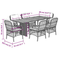 Thumbnail for 7-tlg. Garten-Essgruppe mit Kissen Schwarz Poly Rattan