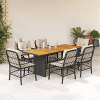 Thumbnail for 7-tlg. Garten-Essgruppe mit Kissen Schwarz Poly Rattan