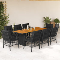 Thumbnail for 9-tlg. Garten-Essgruppe mit Kissen Schwarz Poly Rattan