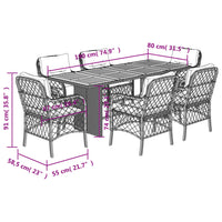 Thumbnail for 7-tlg. Garten-Essgruppe mit Kissen Grau Poly Rattan