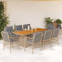 Thumbnail for 9-tlg. Garten-Essgruppe mit Kissen Beigemischung Poly Rattan