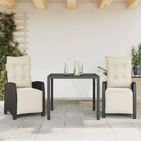 Thumbnail for 3-tlg. Garten-Essgruppe mit Kissen Schwarz Poly Rattan